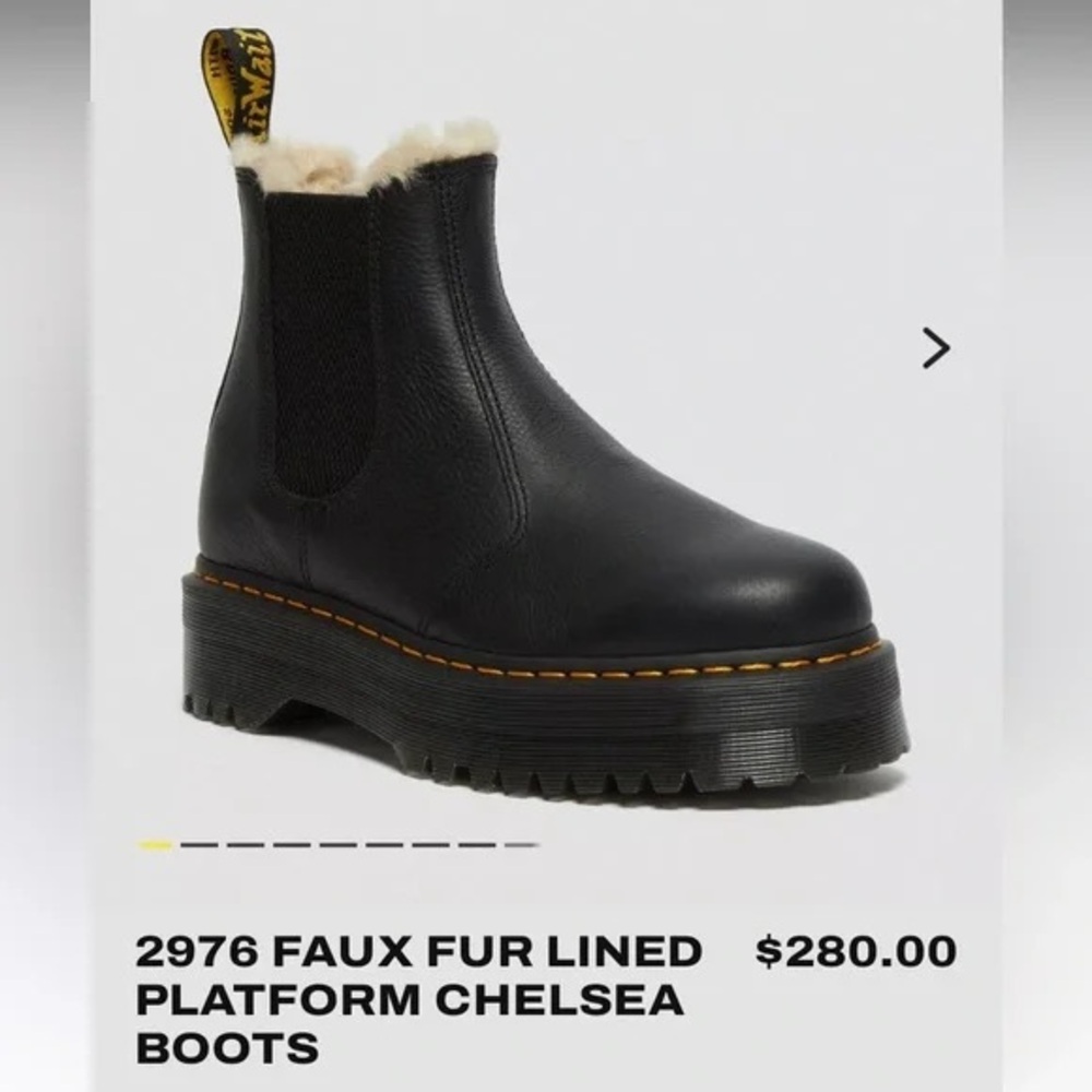 Dr. Martens Faux Fur Lined Platform Chelsea Boots (Black)
